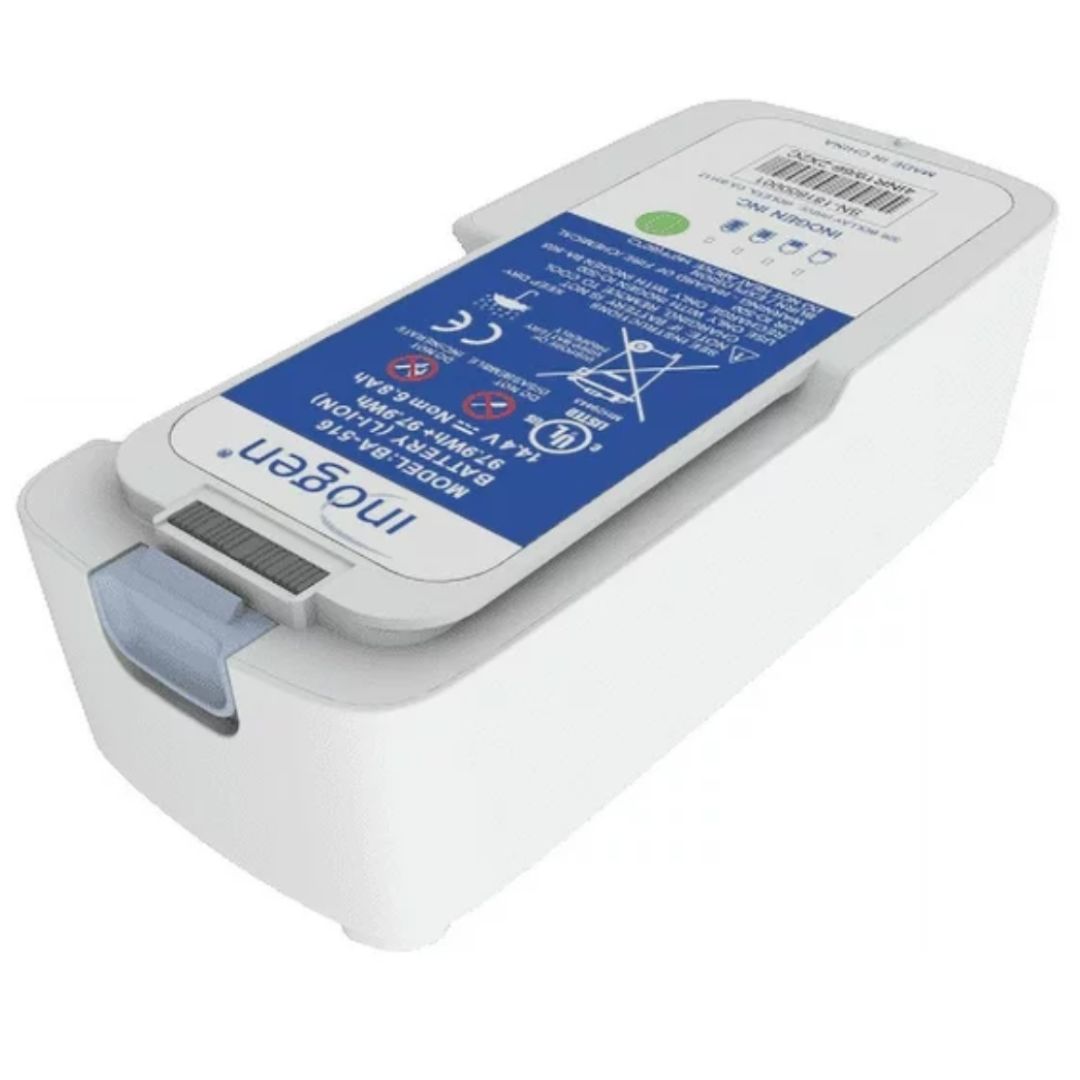 The Inogen One G5 Double Battery is a perfect power source to give you independence and mobility for extended vacations or trips. The rechargeable lithium-ion double battery provides up to 13 hours at a flow setting of 2 when fully charged.
