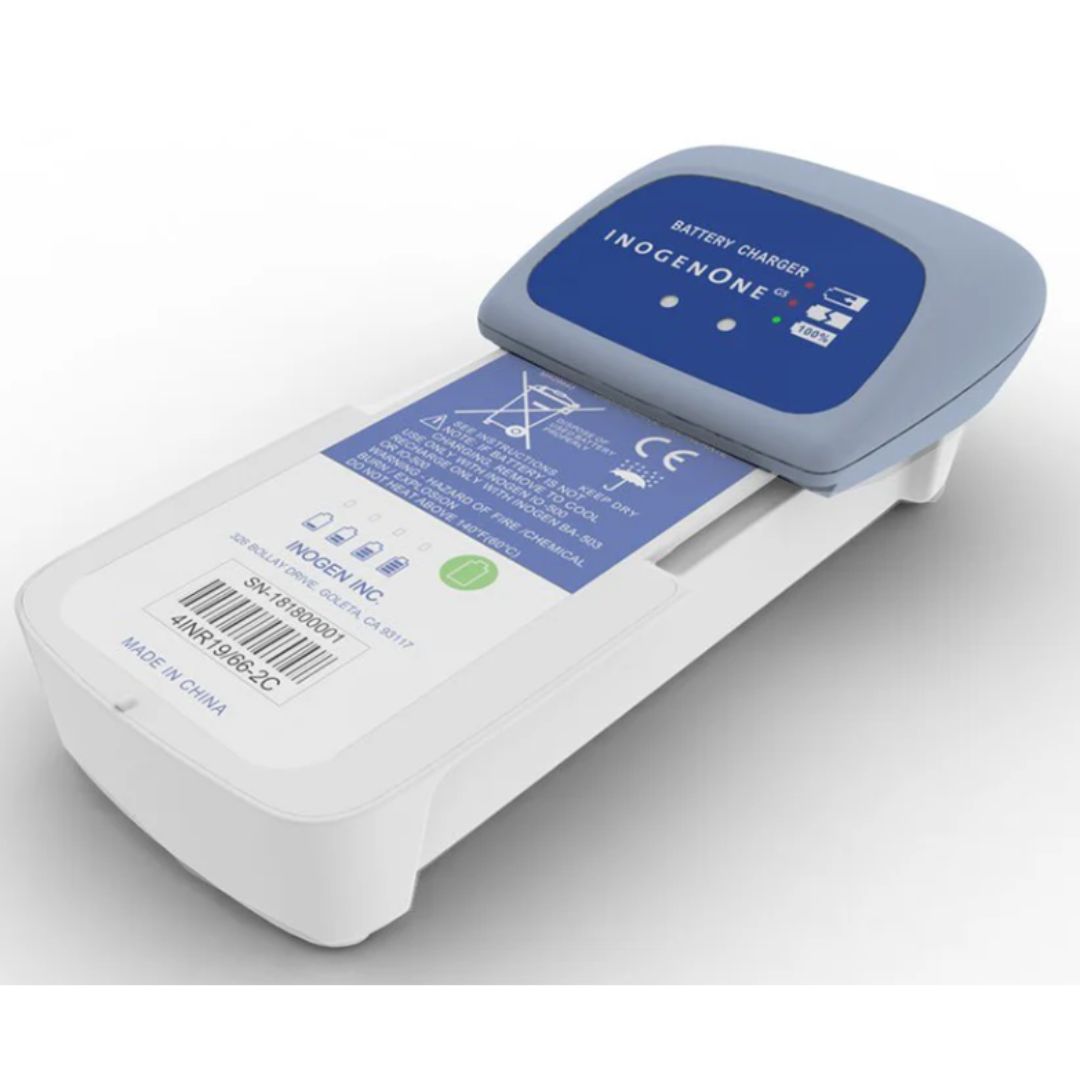 The Inogen One G5 External Battery Charger is a convenient accessory for recharging your additional Inogen One G5 single and double batteries.