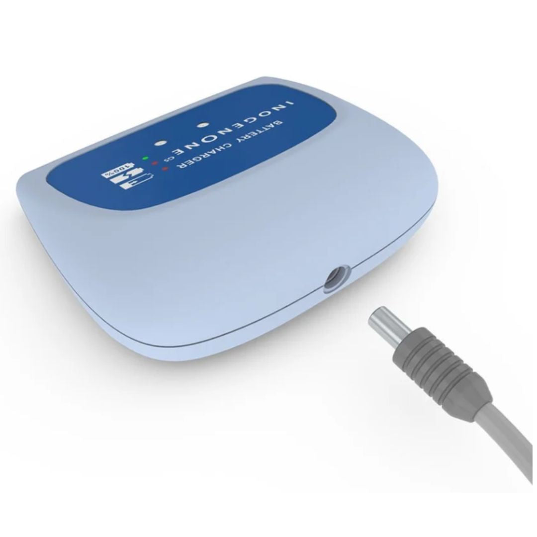 The Inogen One G5 External Battery Charger is a convenient accessory for recharging your additional Inogen One G5 single and double batteries. 