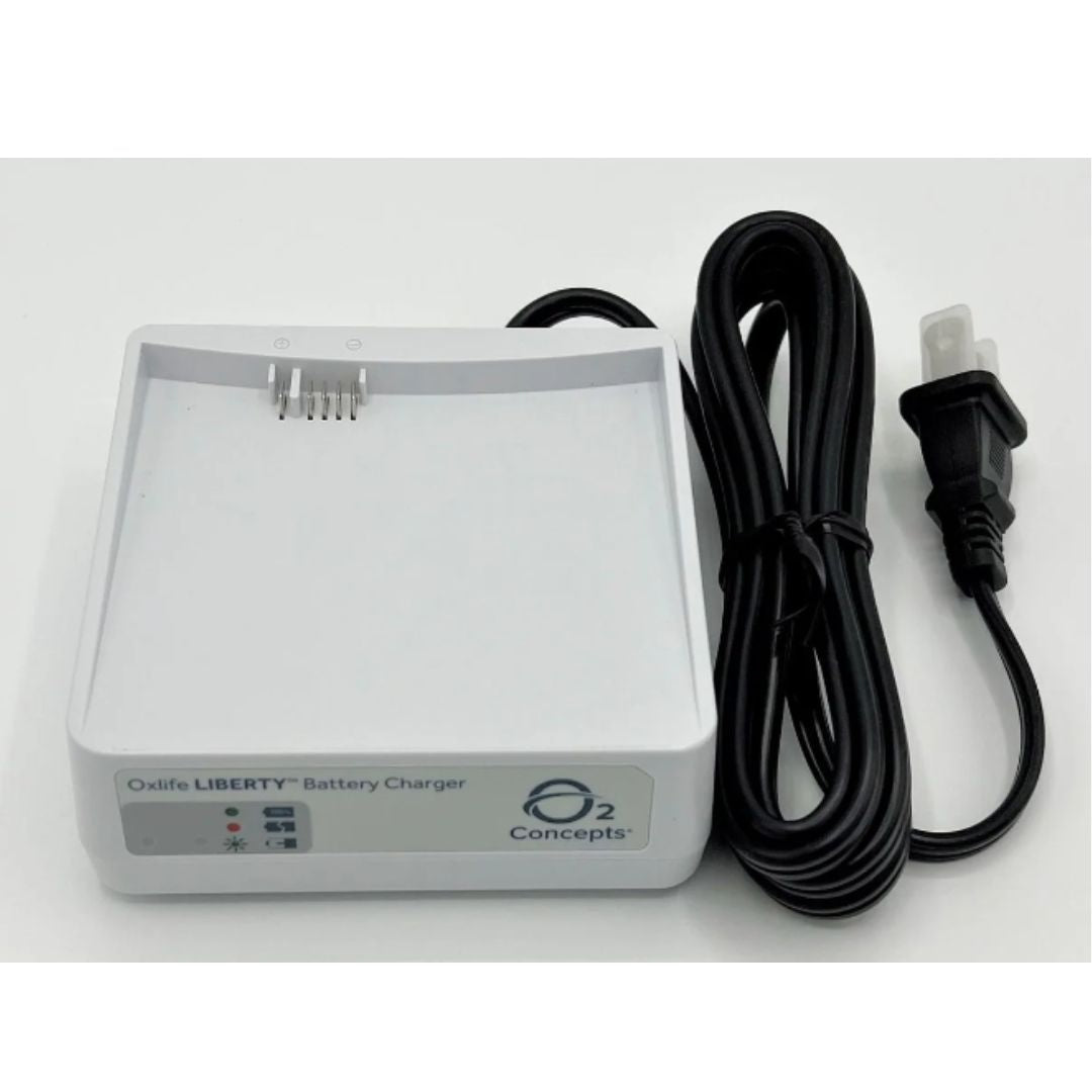 Battery Charger Kit for Oxlife Liberty includes everything you need to charge the Oxlife Liberty battery pack. It charges the battery in less than 4 hours.