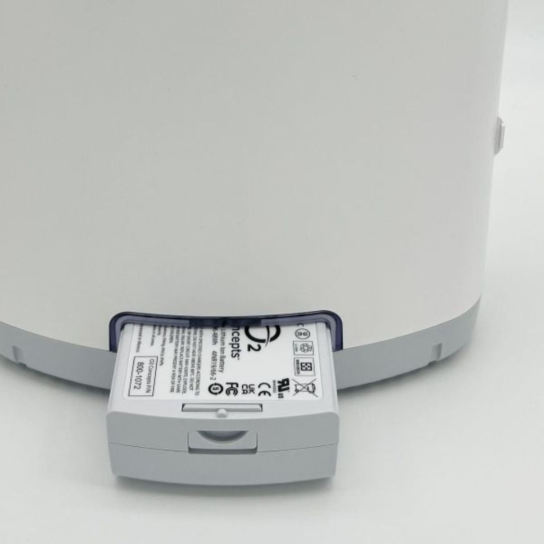 Close-up of a OxLife Liberty & OxLife Liberty 2 Portable Oxygen Concentrator Battery Pack on a white background